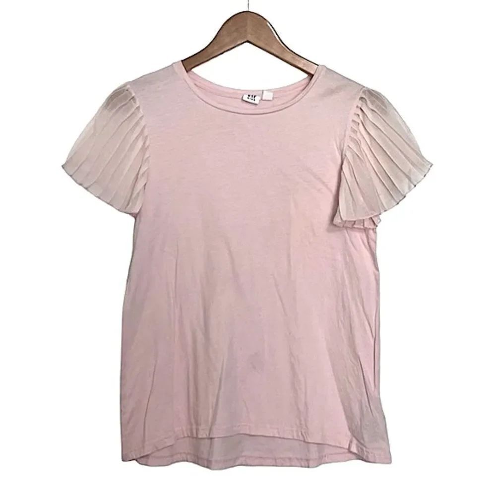 🌴 Gap Kids Feminine Pleated Short Sleeve Top Girls XXL Pale Pink